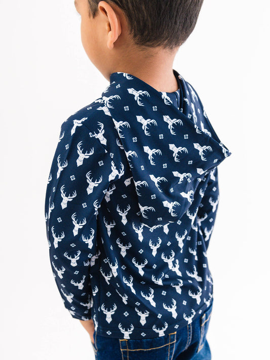 RuffleButts + RuggedButts - Boys Little Deer Lodge Performance Hooded Shirt
