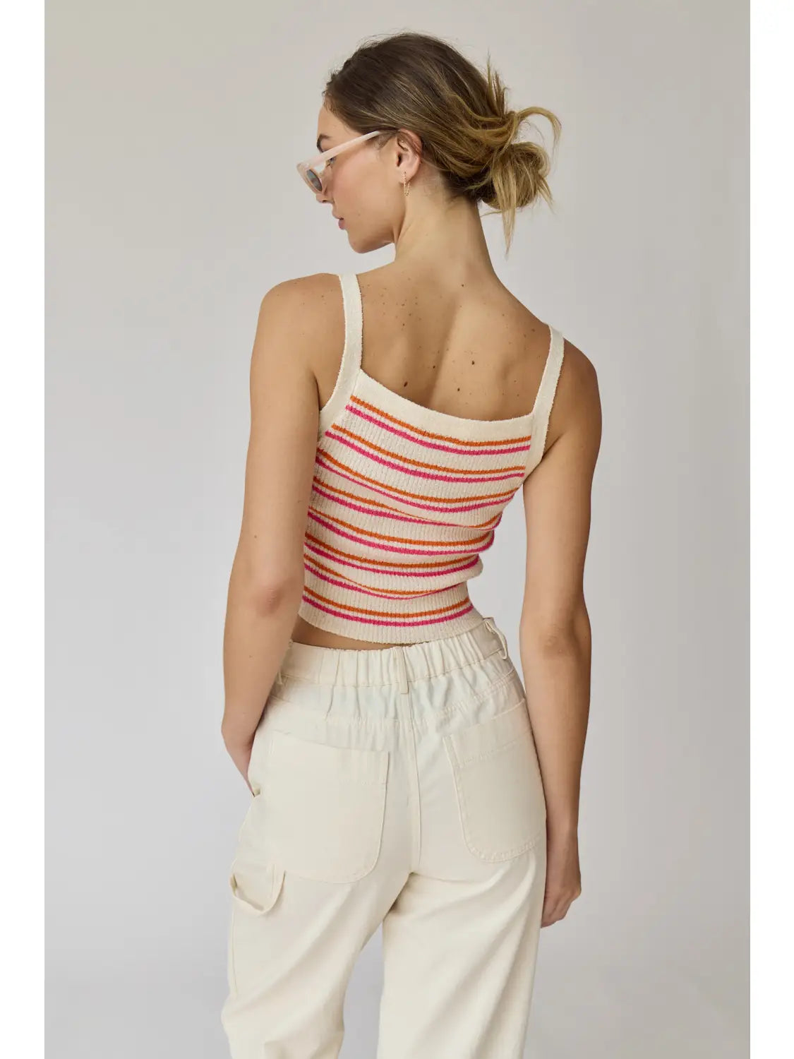 Knit Tank Top | Pink & Orange Stripe