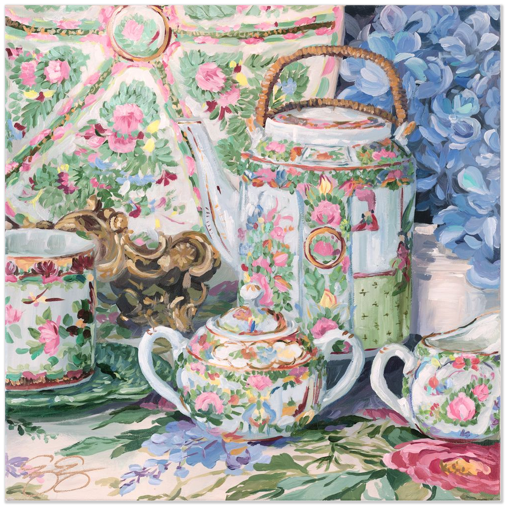 Rose Canton Tea Set, a fine art print on paper