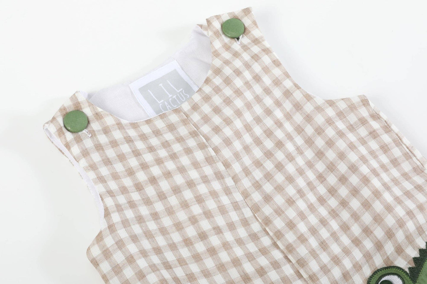 Lil Cactus - Brown Gingham Alligator Shortalls