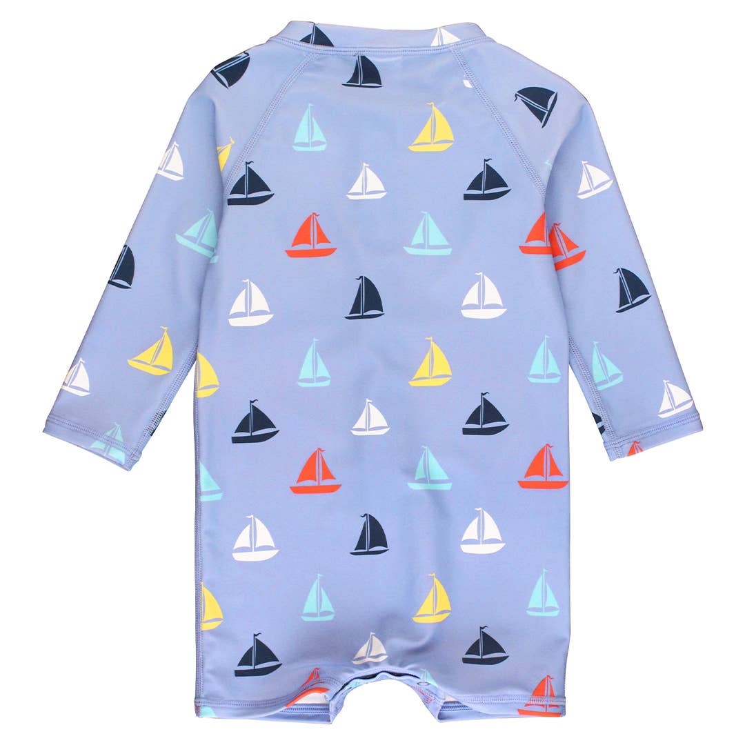 RuffleButts - Down By The Bay Boys' Long Sleeve One Piece Rash Guard