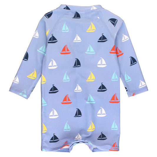 RuffleButts - Down By The Bay Boys' Long Sleeve One Piece Rash Guard