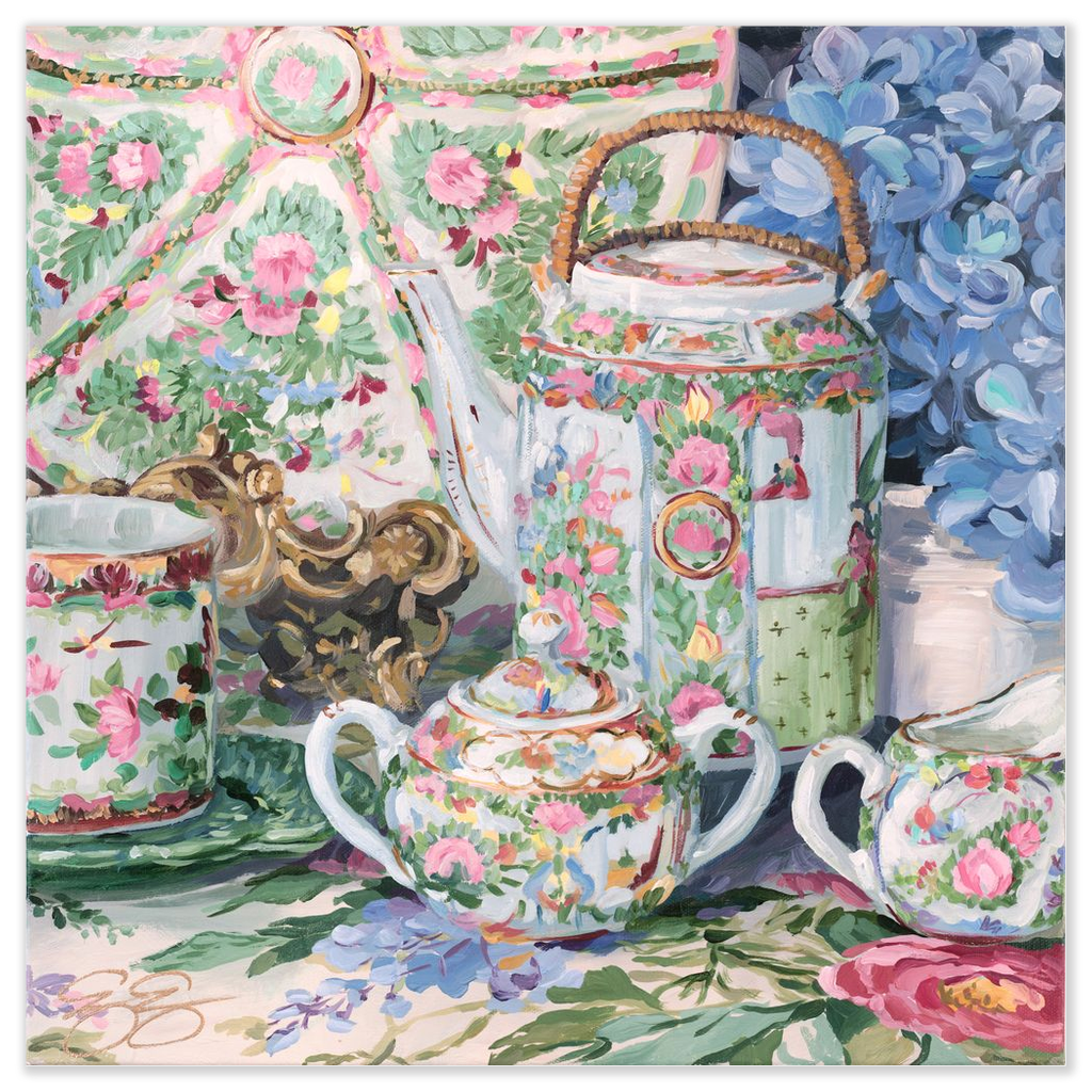 Rose Canton Tea Set, a fine art print on paper