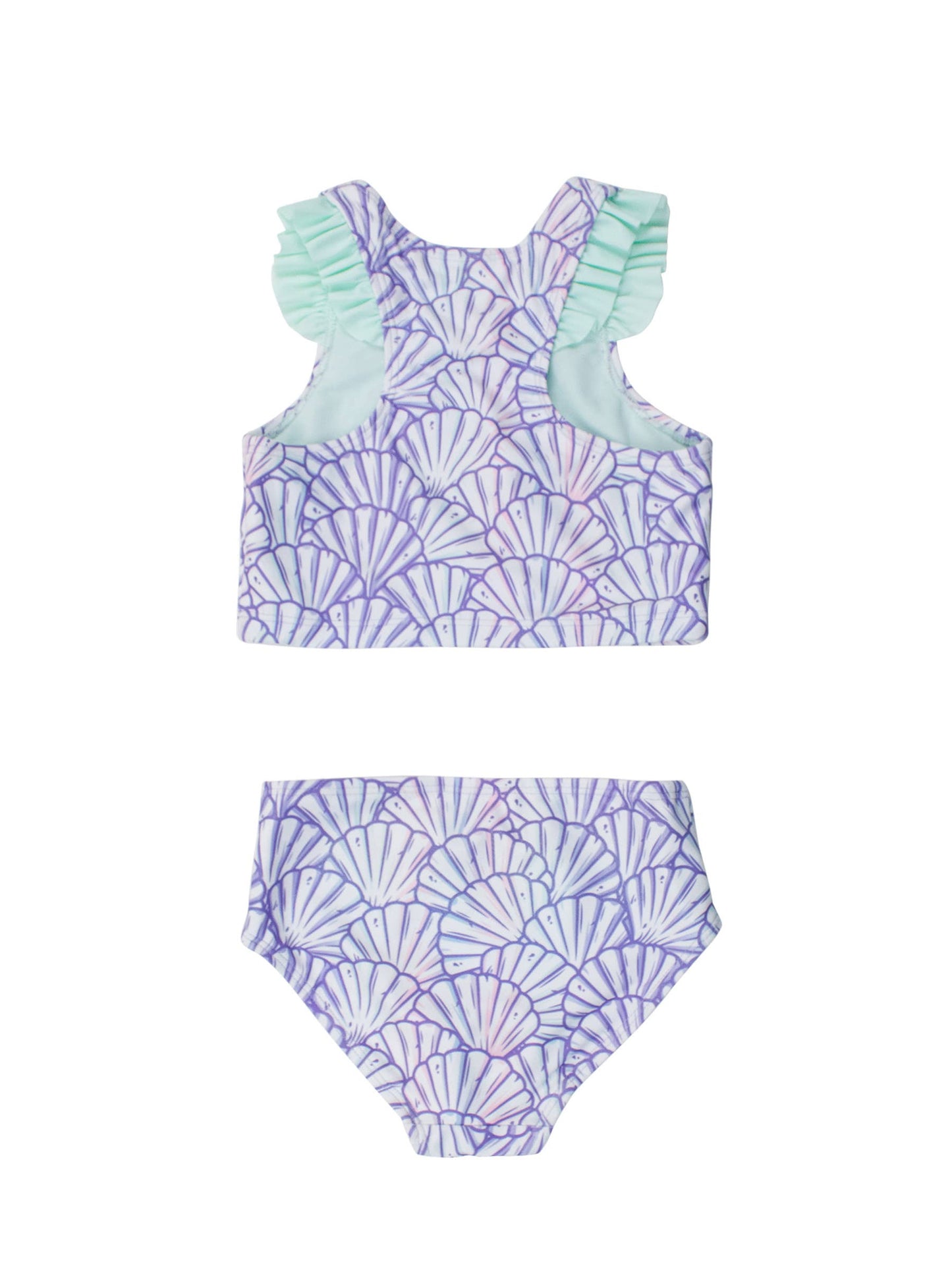 RuffleButts + RuggedButts - Girls Magical Mermaid Racerback Flutter Tankini 2-Piece Swimsuit