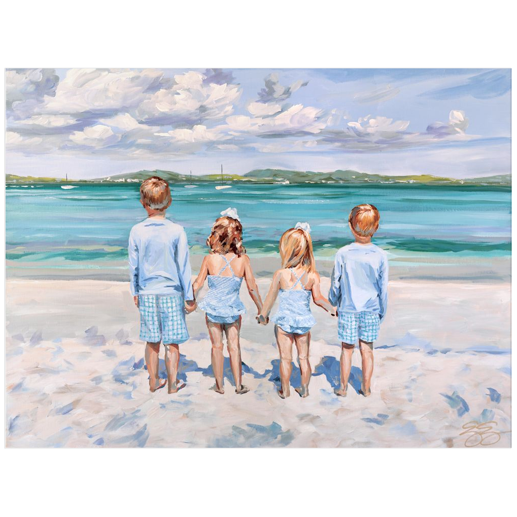 Beach Babies: Four Cousins, a fine art print on paper