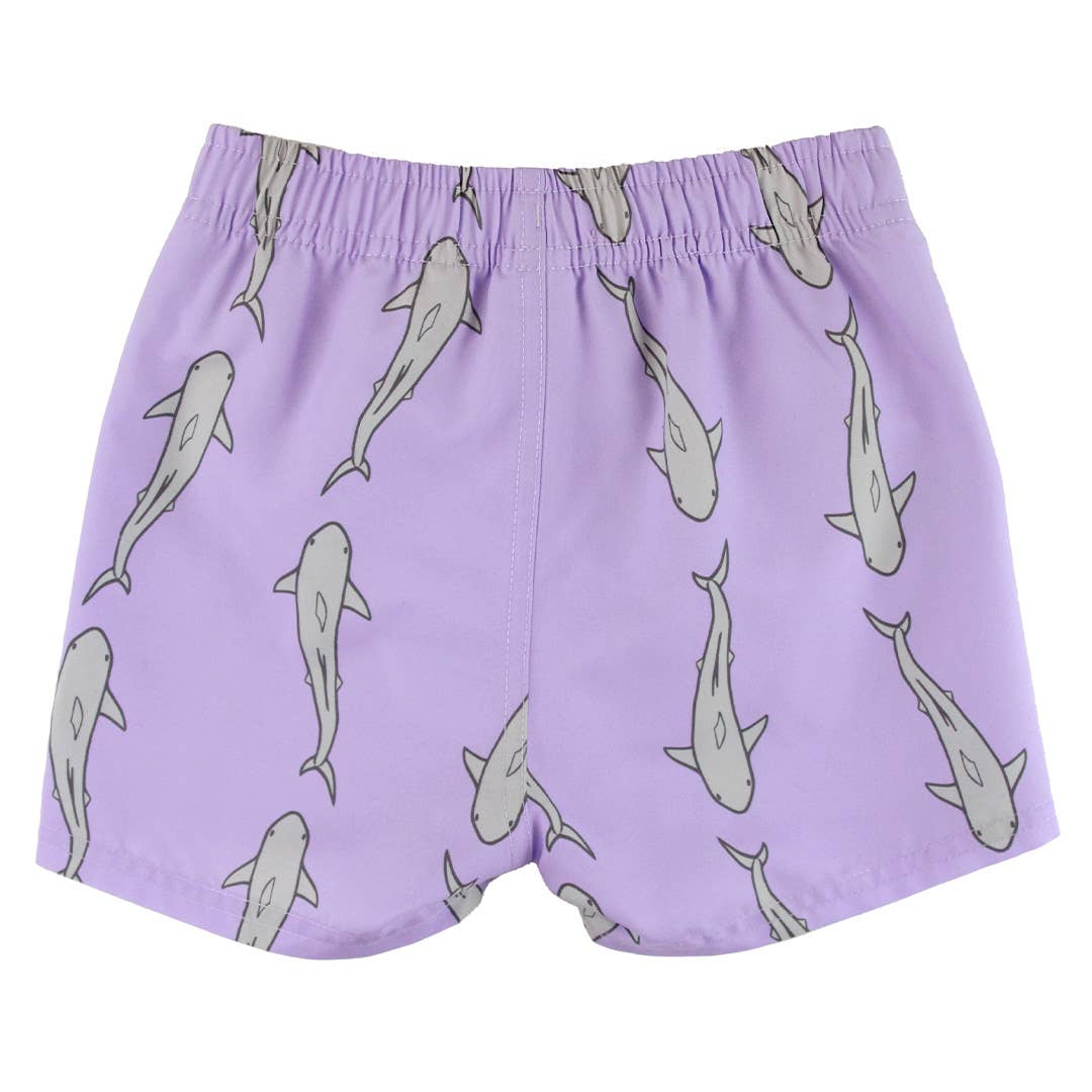 RuffleButts - Jawsome Gray Swim Trunks