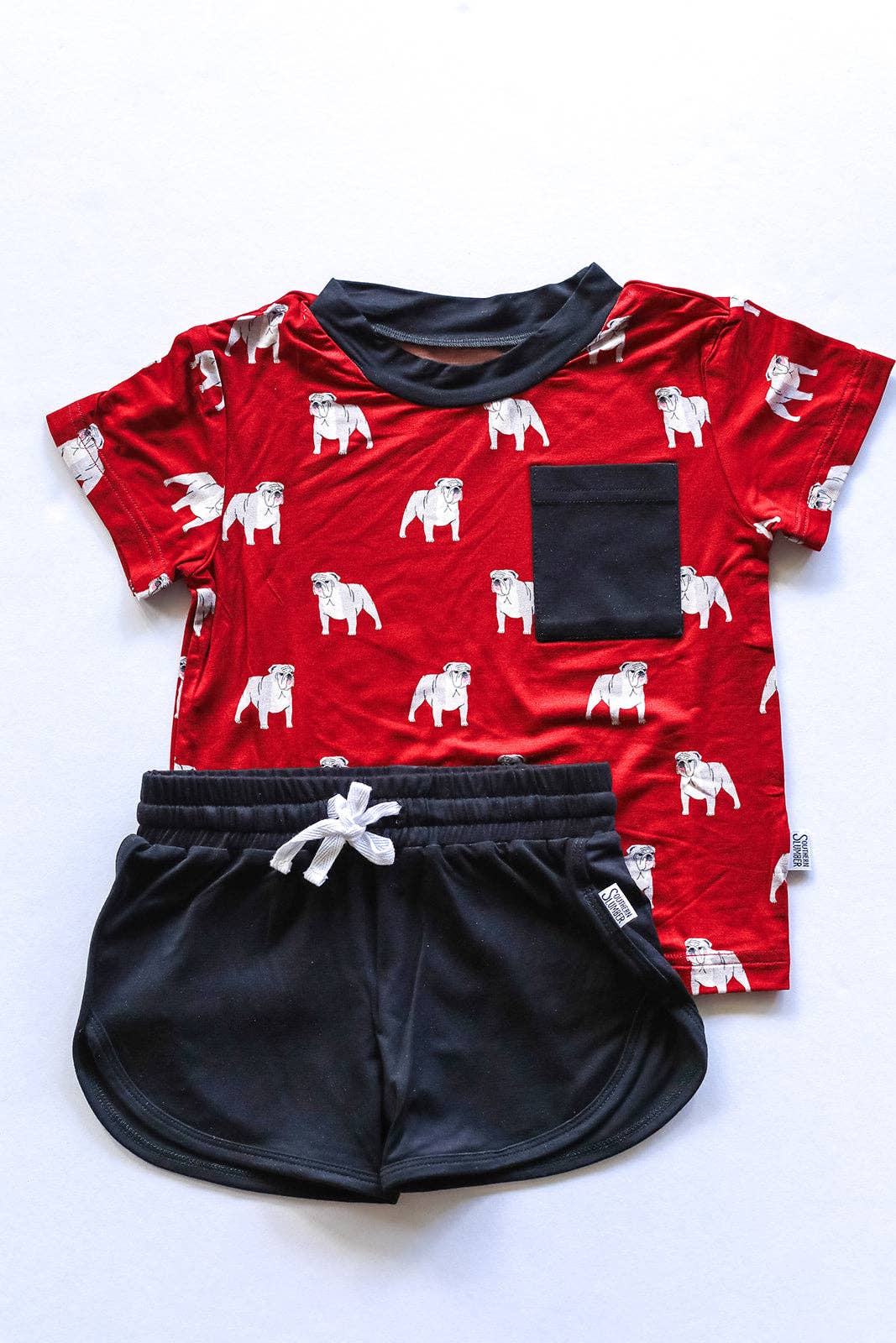 Southern Slumber - Red Bulldog Bamboo Varsity Short Set - T-shirt & Shorts