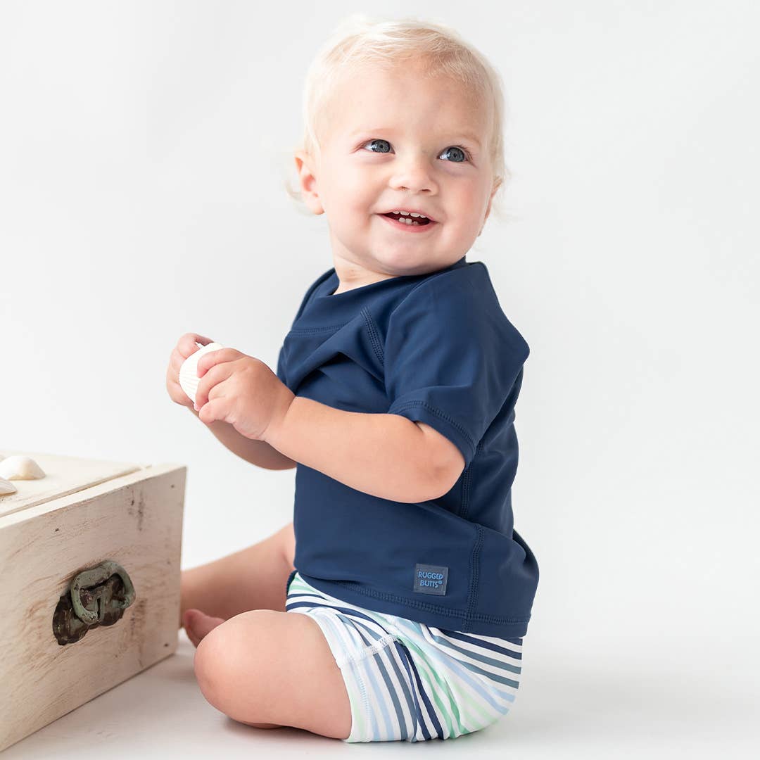 RuffleButts - Boys' Coastal Stripes Swim Shorties