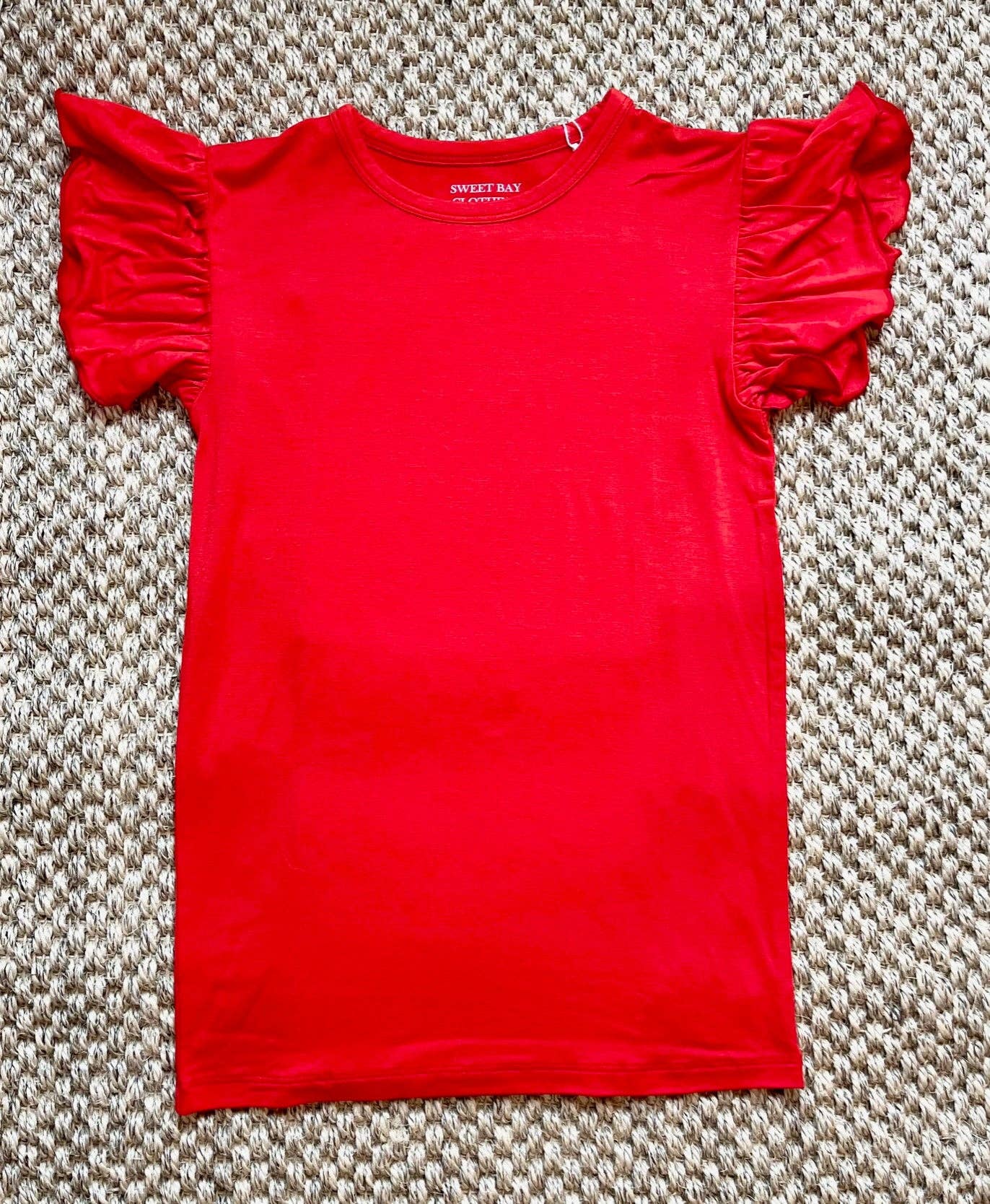 Sweet Bay Clothing - Red Ruffle Cap Sleeve T-shirt