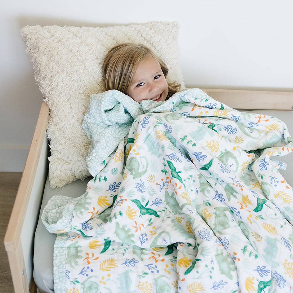 Dino Roar + Upscale Classic Muslin Super Snuggle Blanket