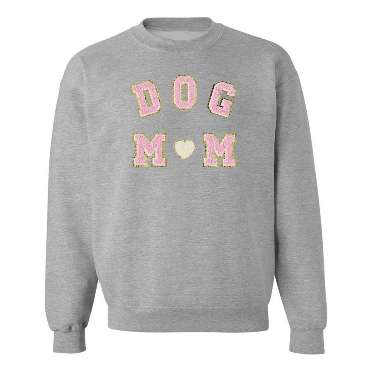 Dog Mom Letter Patch Crewneck Sweatshirt