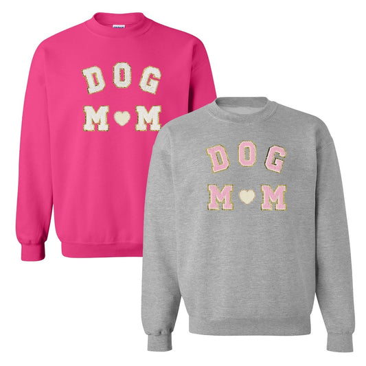 Dog Mom Letter Patch Crewneck Sweatshirt