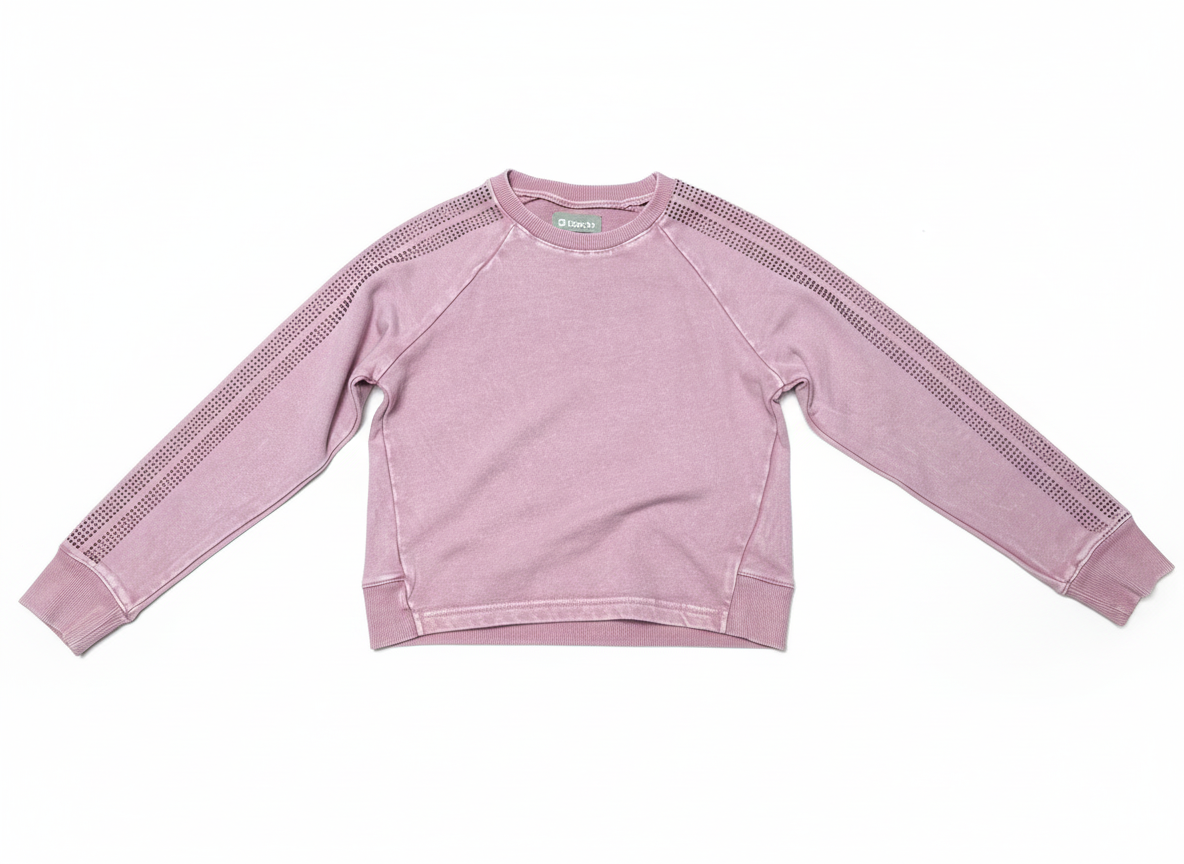 Tween Rhinestone Stripe French Terry Set – Rose Pink (Top & Pants Sold Separately)