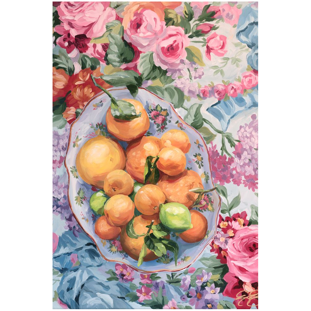 Citrus in Chinoiserie, a fine art print on canvas