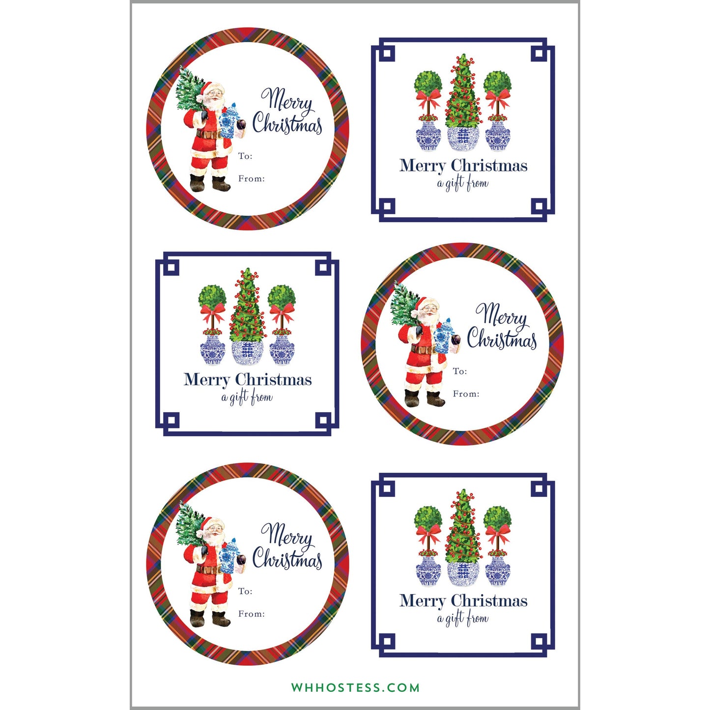 WH Hostess Social Stationery - Chinoiserie Christmas Gift Sticker Sheets