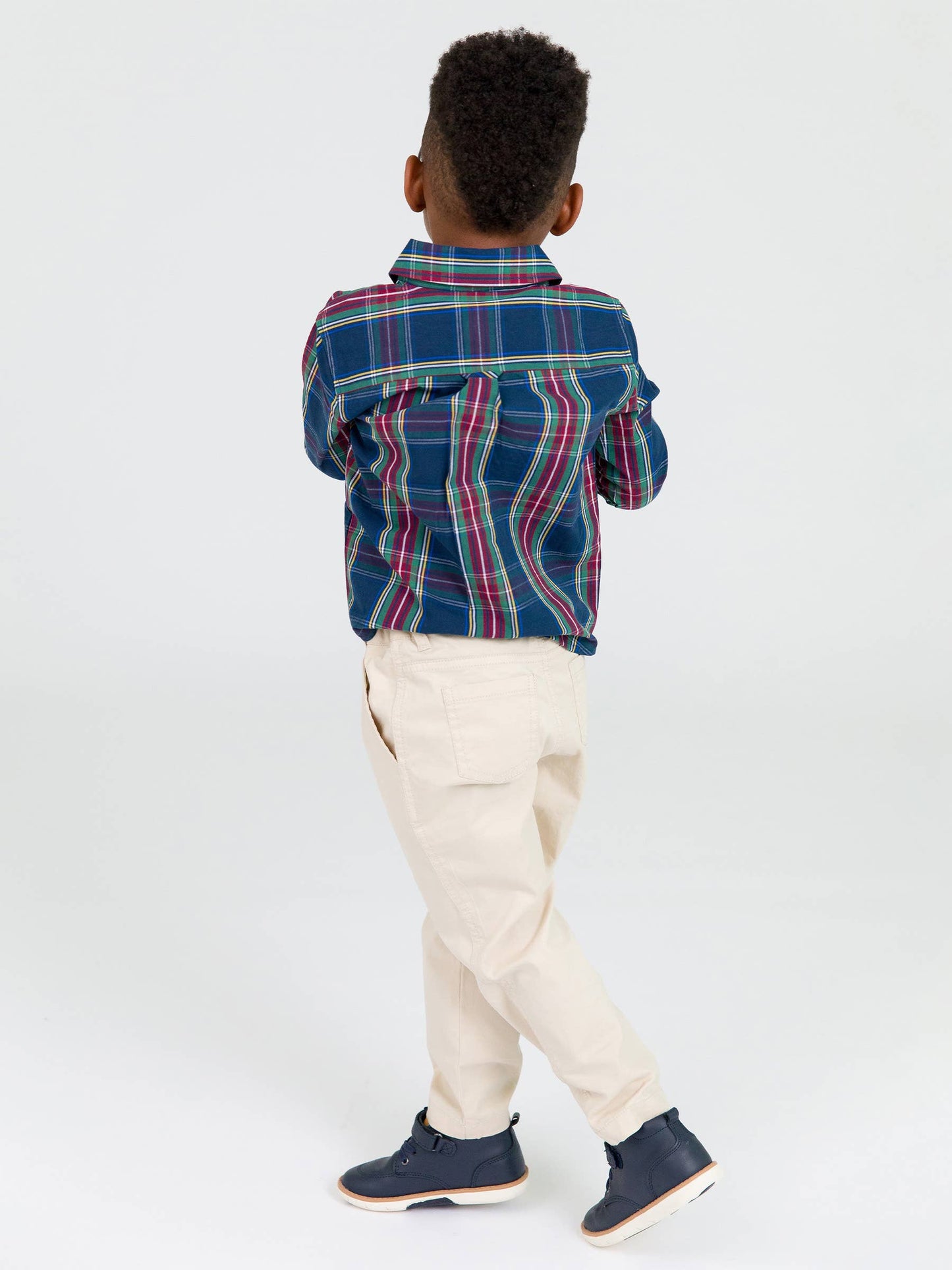 RuffleButts + RuggedButts - Boys Winter Nights Plaid Long Sleeve Button Down Shirt