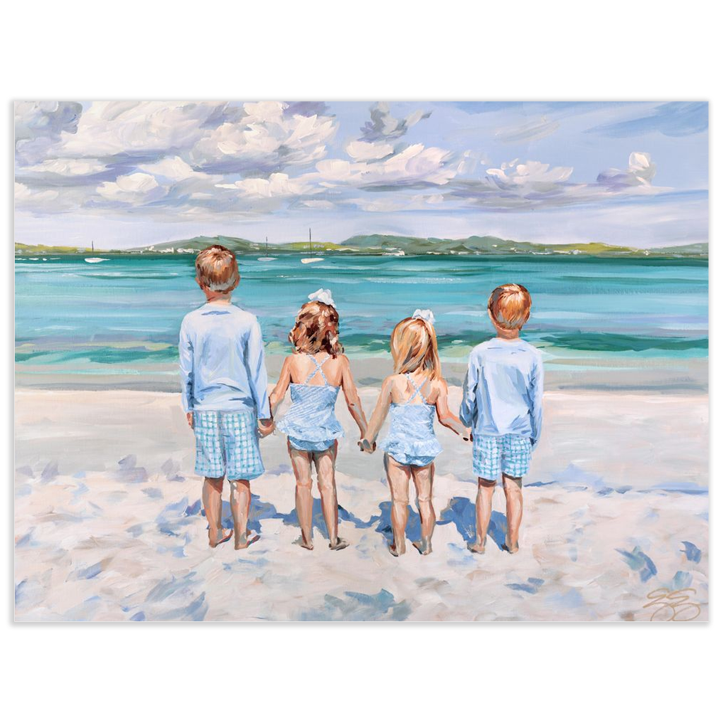 Beach Babies: Four Cousins, a fine art print on paper