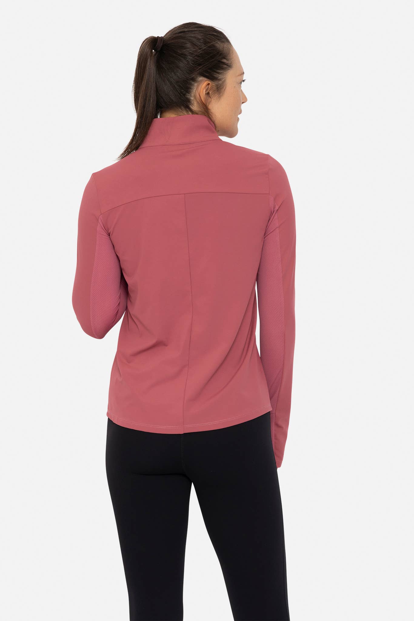 Mono B - Mock Neck Half Zip Long Sleeve Active Top