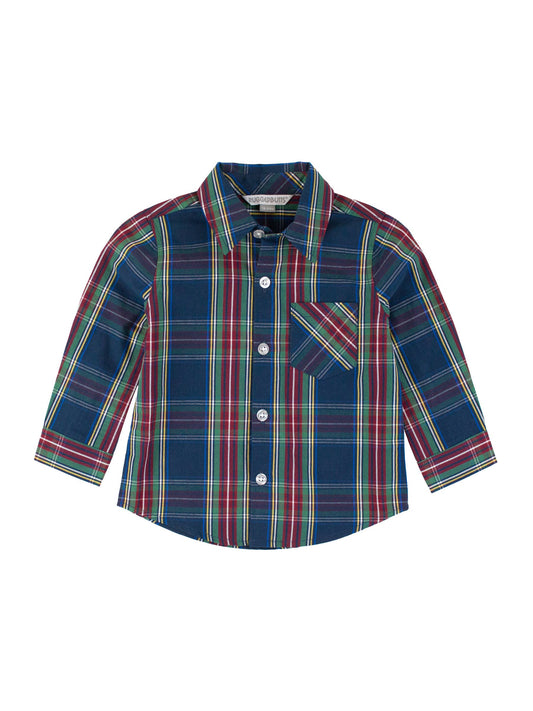 RuffleButts + RuggedButts - Boys Winter Nights Plaid Long Sleeve Button Down Shirt