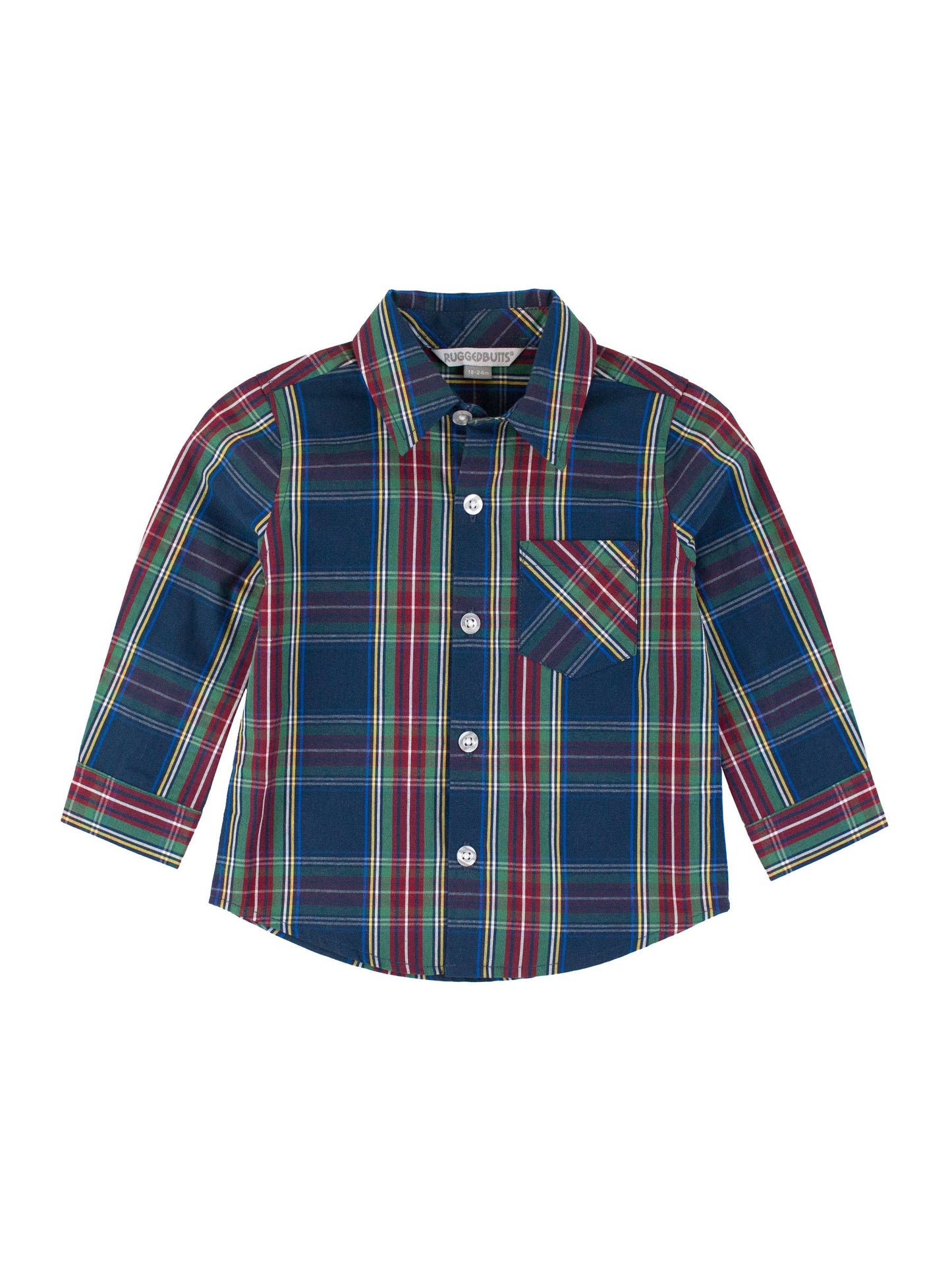 RuffleButts + RuggedButts - Boys Winter Nights Plaid Long Sleeve Button Down Shirt