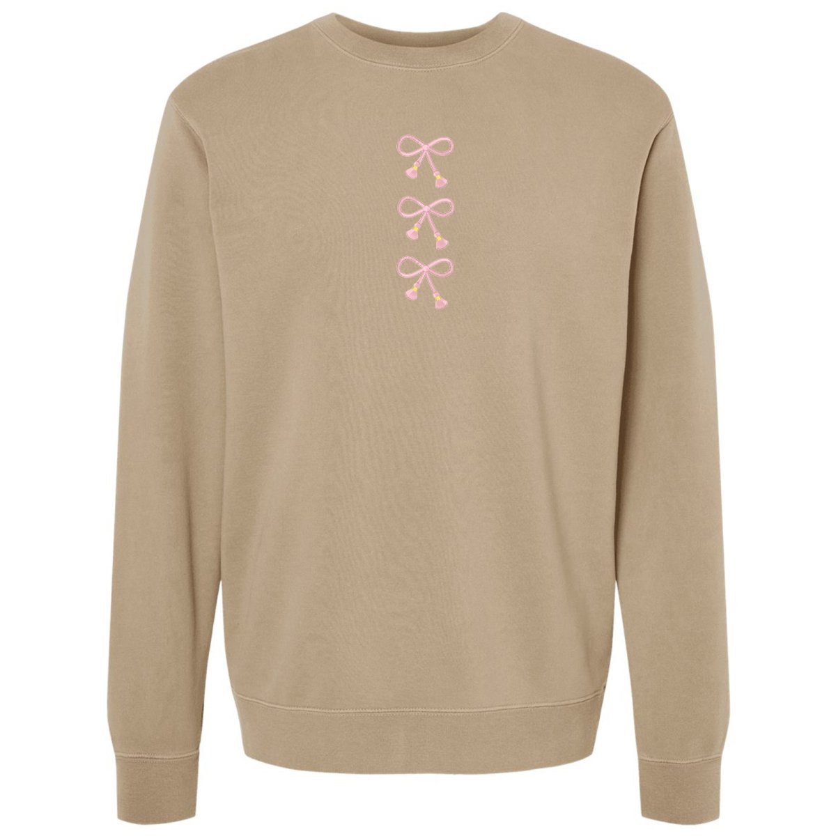 Embroidered Tasseled 'Bows' Cozy Crew