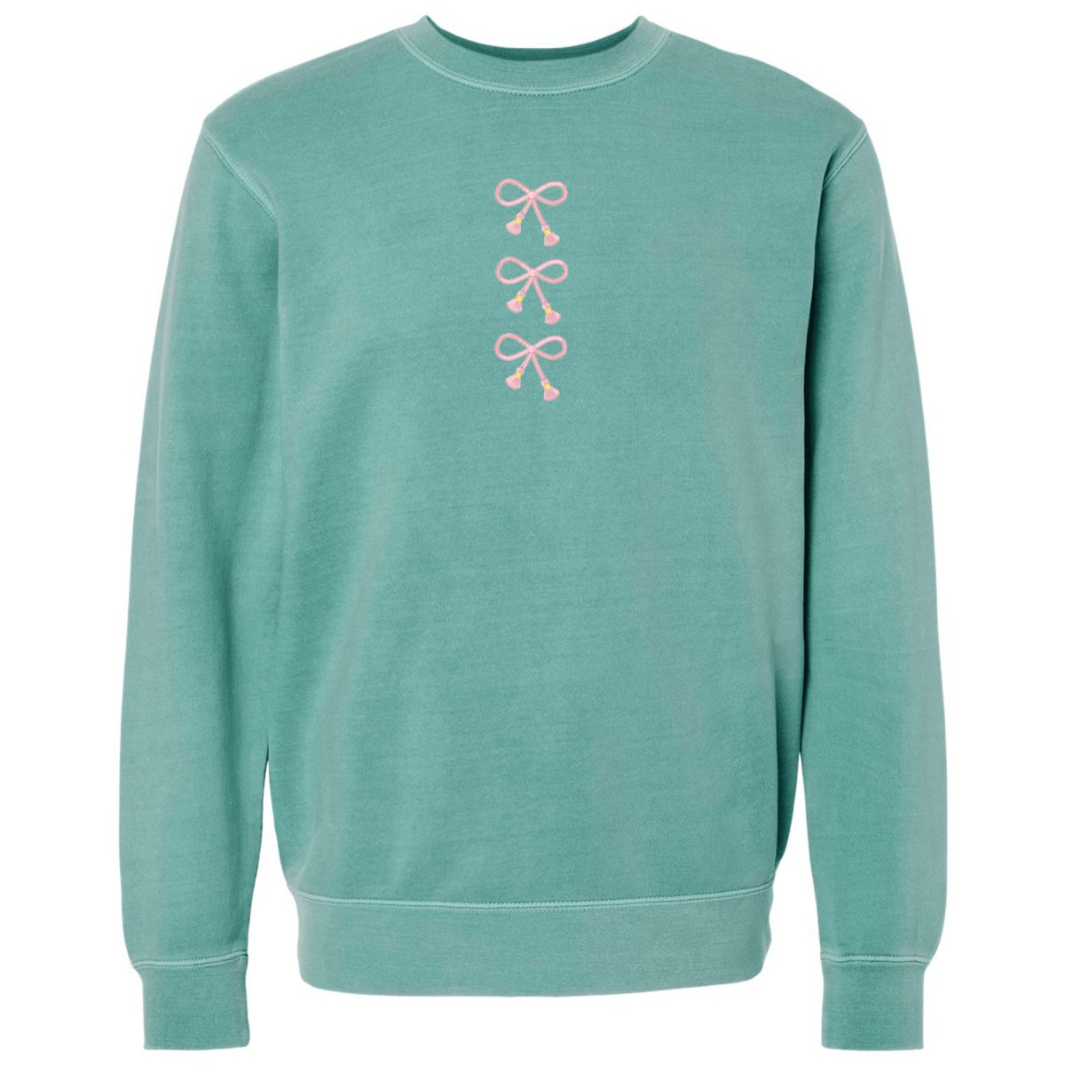 Embroidered Tasseled 'Bows' Cozy Crew