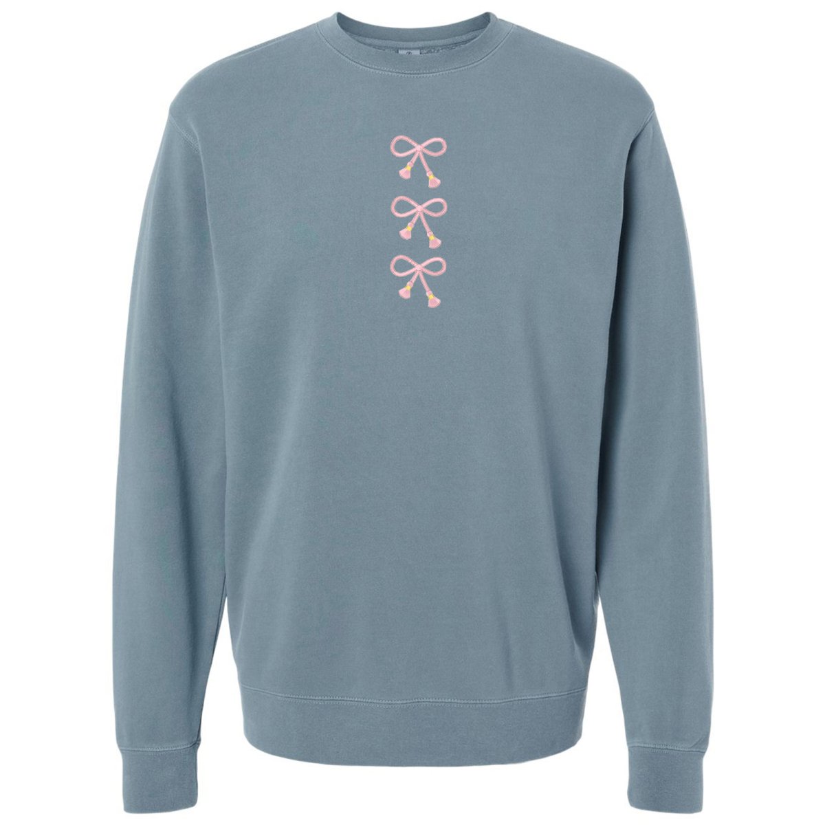 Embroidered Tasseled 'Bows' Cozy Crew