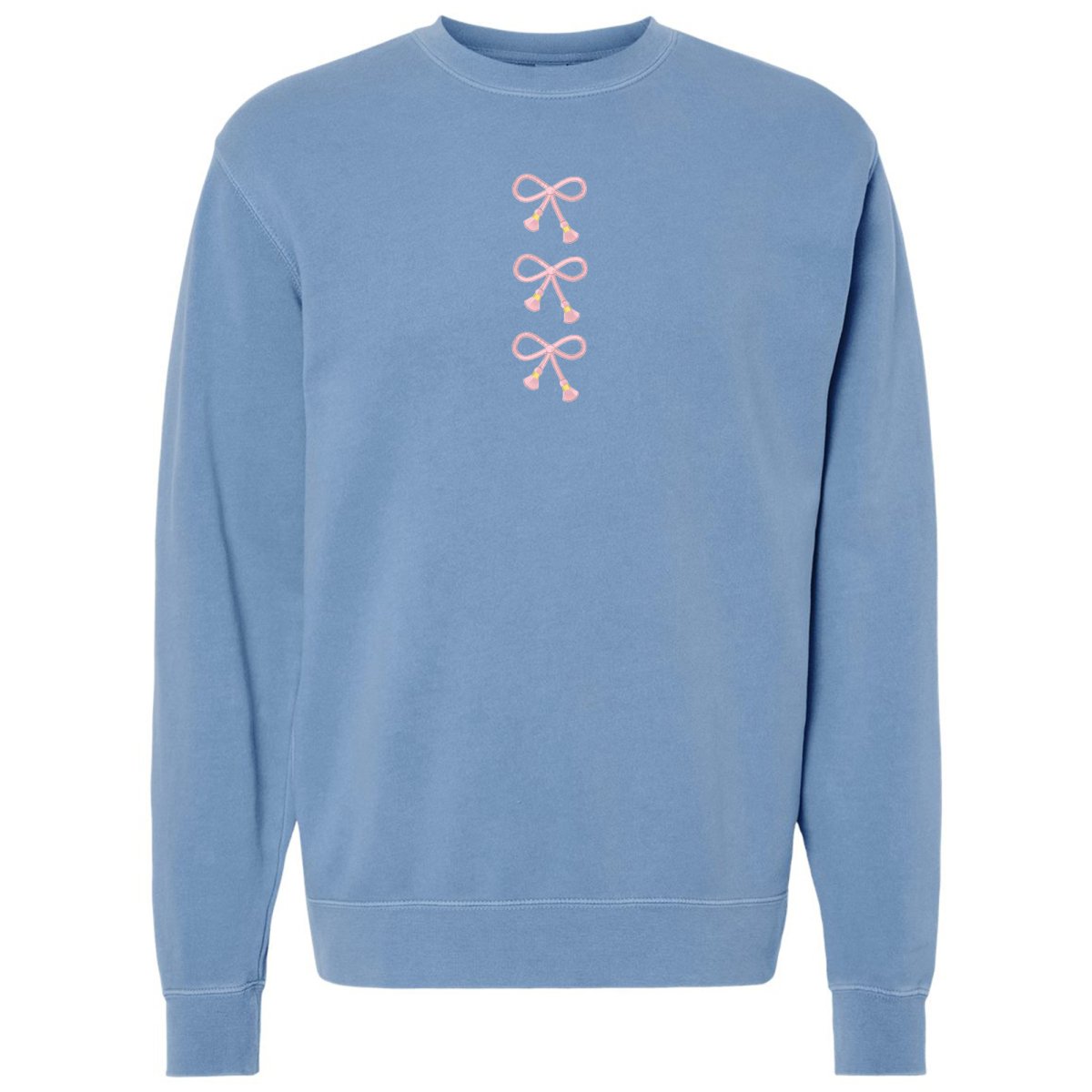 Embroidered Tasseled 'Bows' Cozy Crew