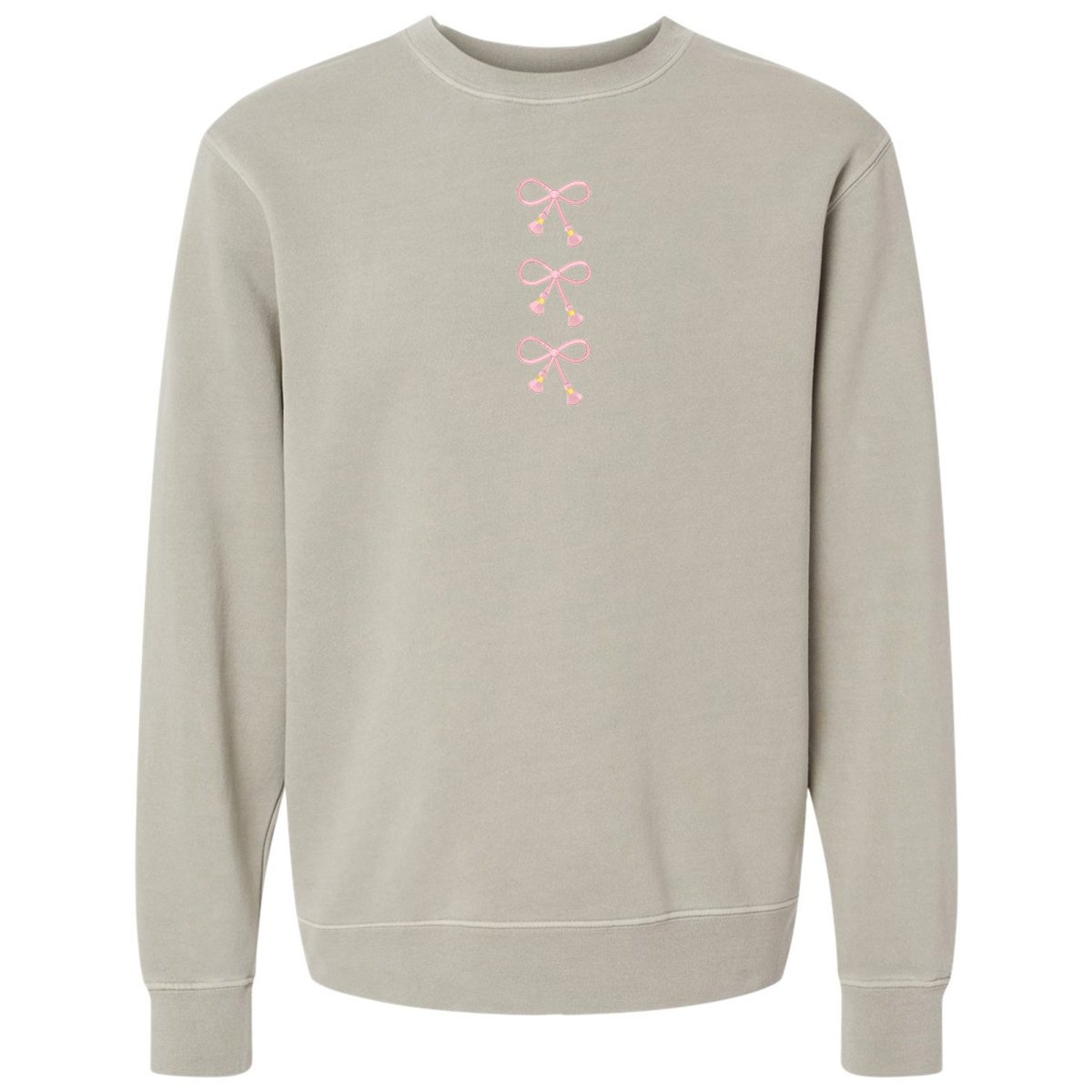 Embroidered Tasseled 'Bows' Cozy Crew