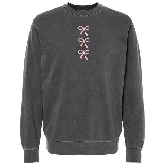 Embroidered Tasseled 'Bows' Cozy Crew