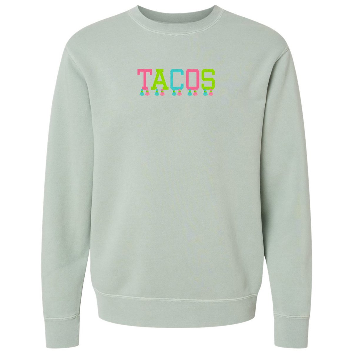 Embroidered Tasseled 'Tacos' Cozy Crew