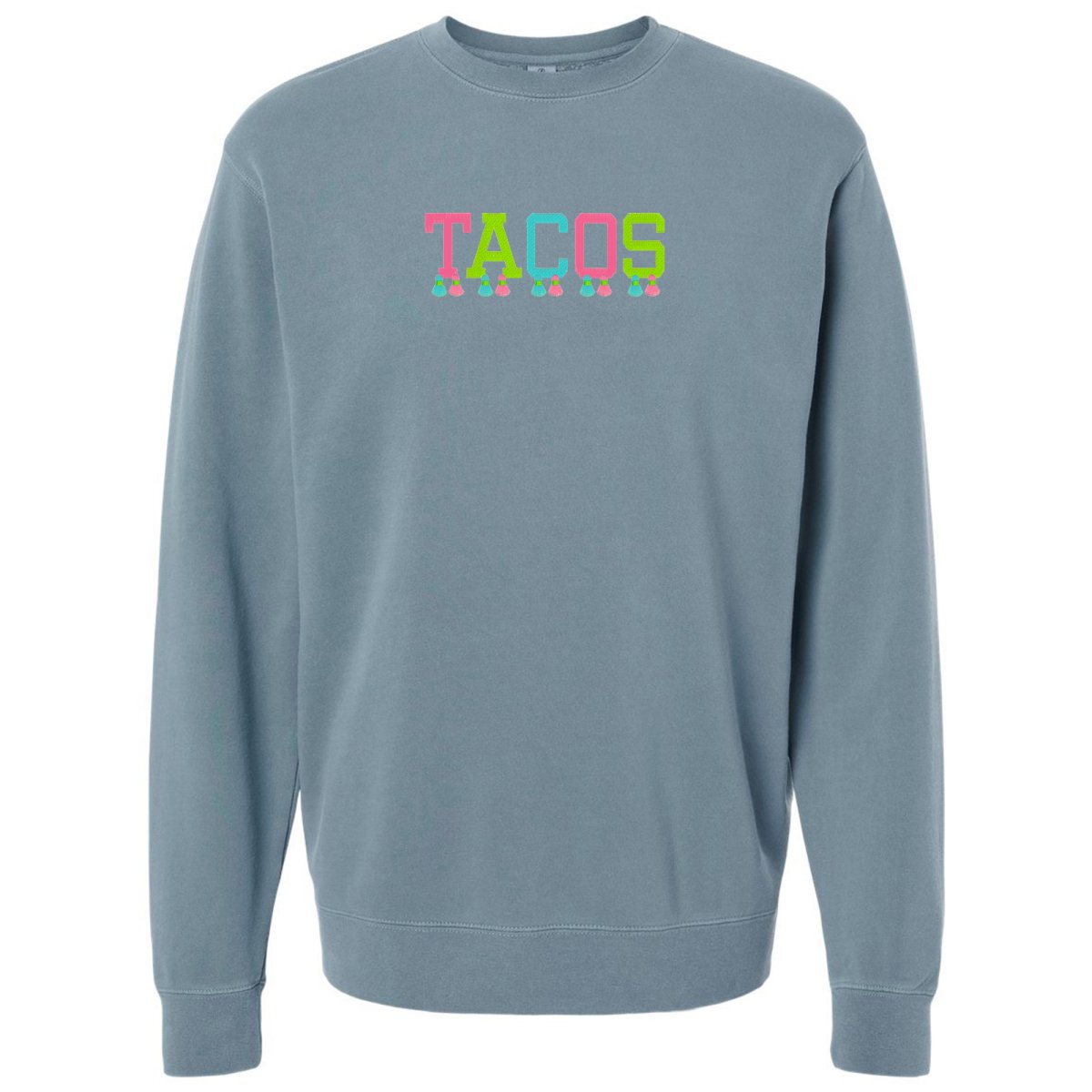 Embroidered Tasseled 'Tacos' Cozy Crew