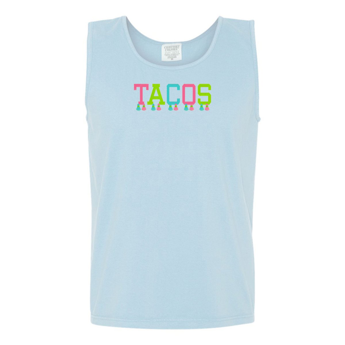 Embroidered Tasseled 'Tacos' Tank Top