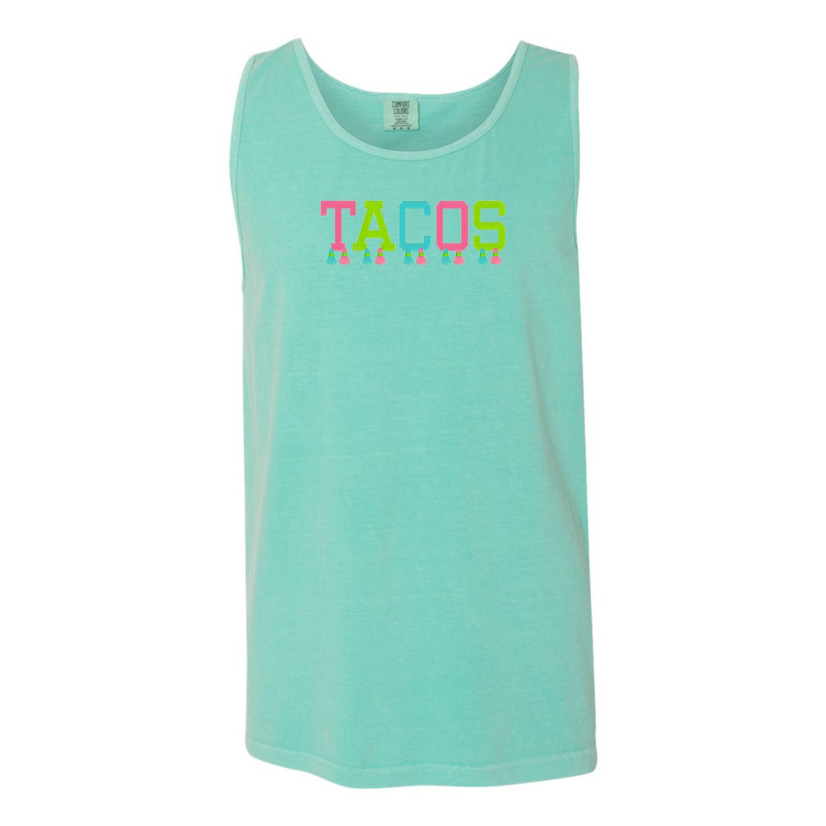 Embroidered Tasseled 'Tacos' Tank Top