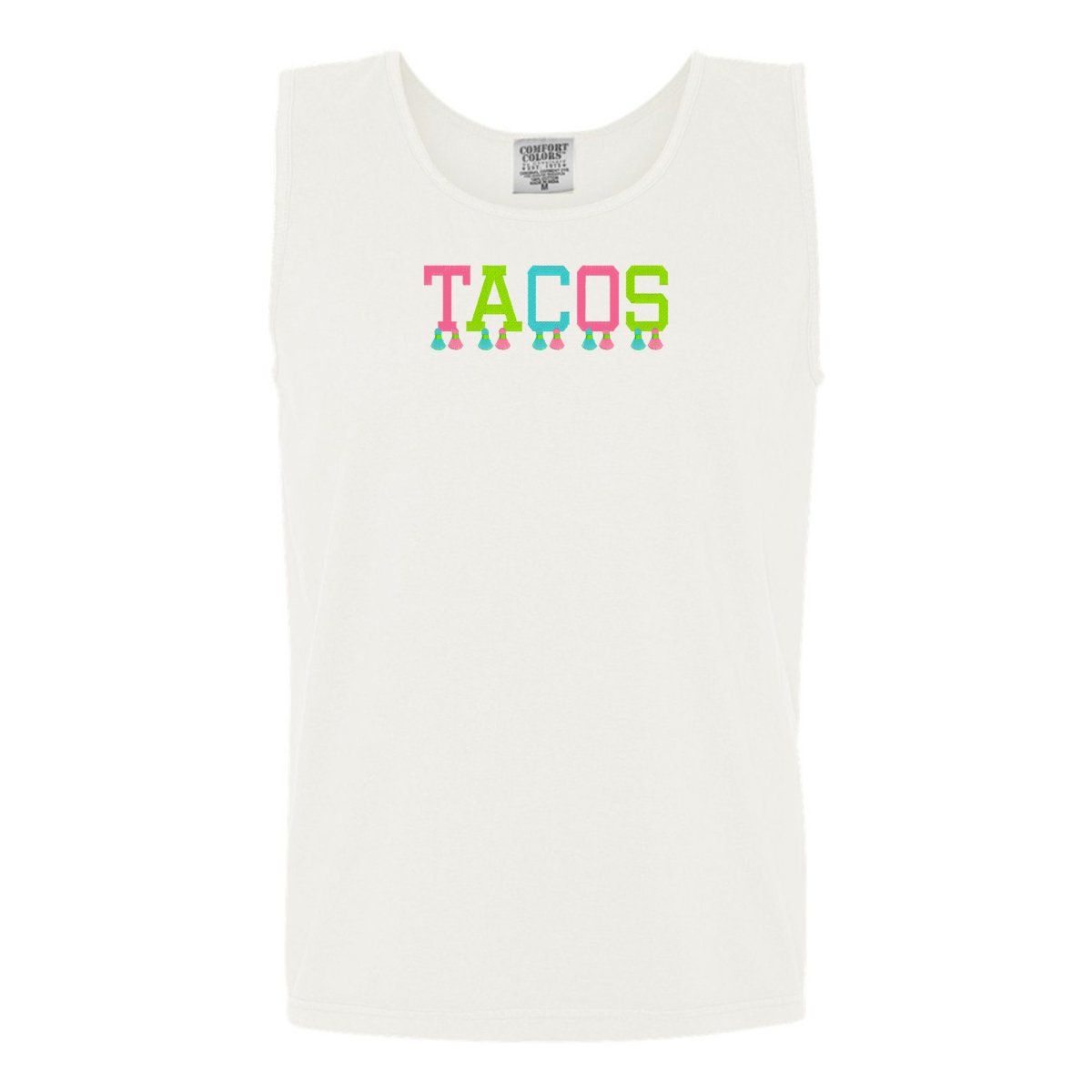 Embroidered Tasseled 'Tacos' Tank Top