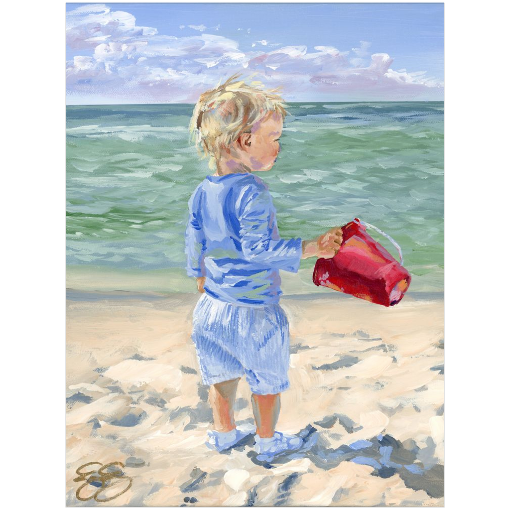 Beach Babies: Red Bucket, a fine art print on paper