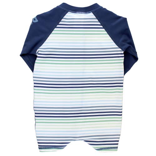 RuffleButts - Coastal Stripes Long Sleeve One Piece Rash Guard