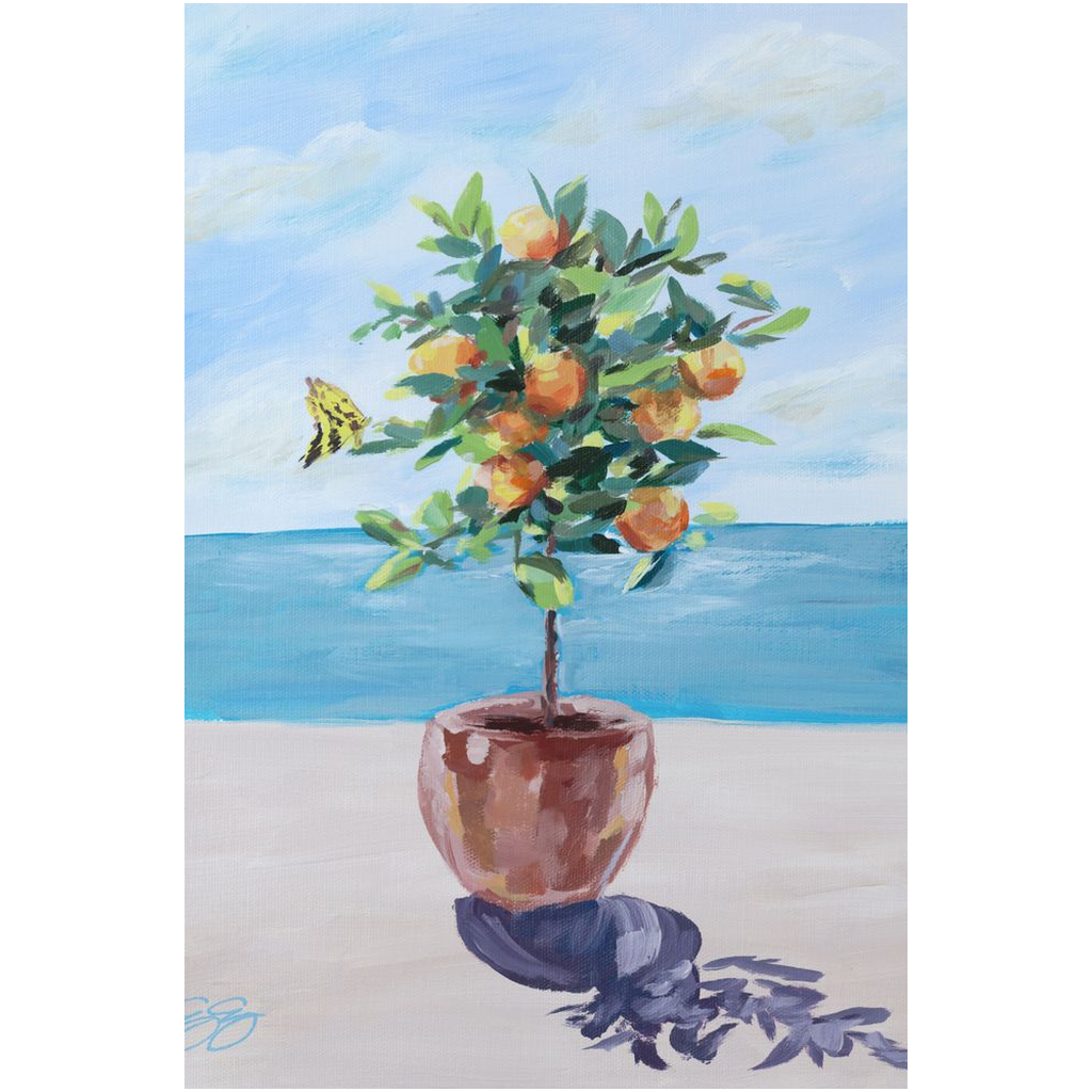 Orange Topiary, a fine art print on canvas