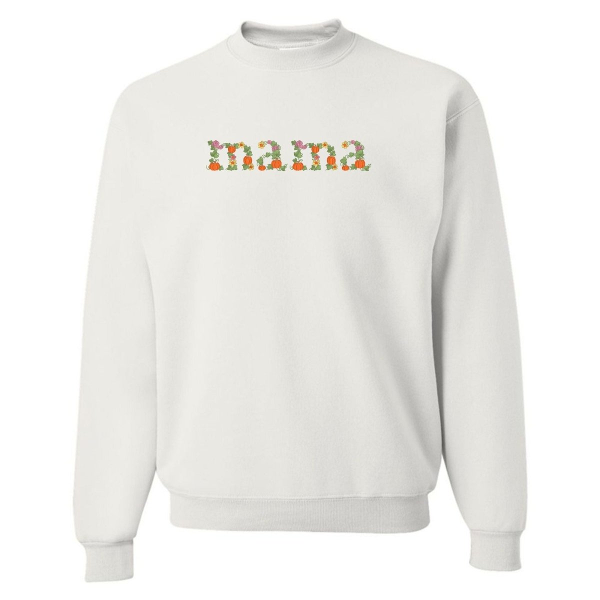 'Fall Floral Mama' Embroidered Crewneck Sweatshirt