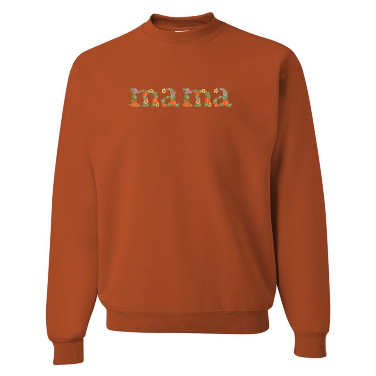 'Fall Floral Mama' Embroidered Crewneck Sweatshirt