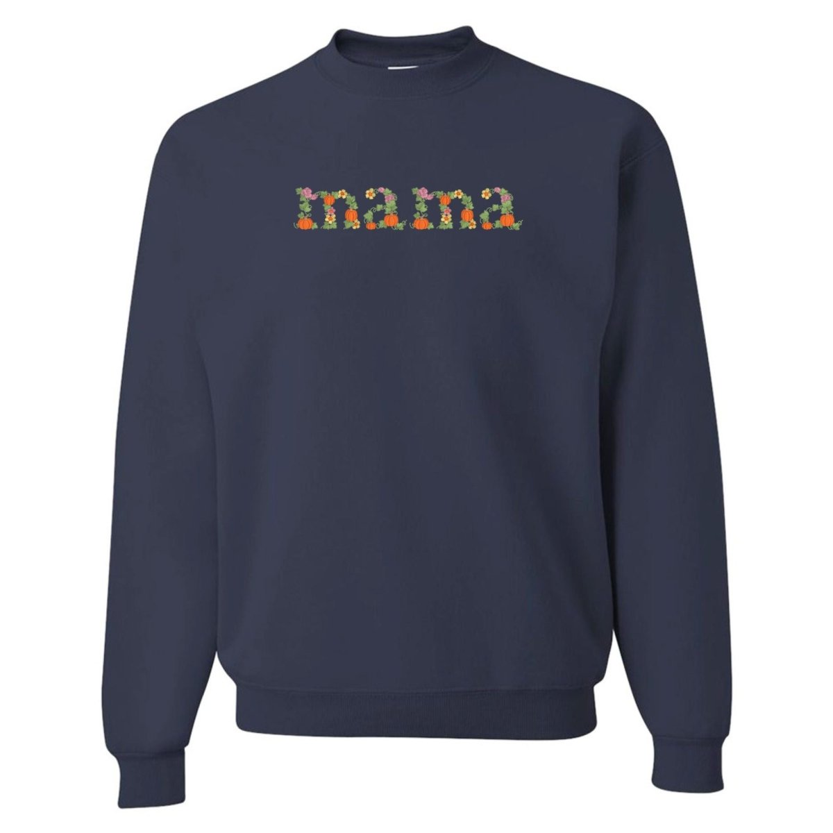 'Fall Floral Mama' Embroidered Crewneck Sweatshirt