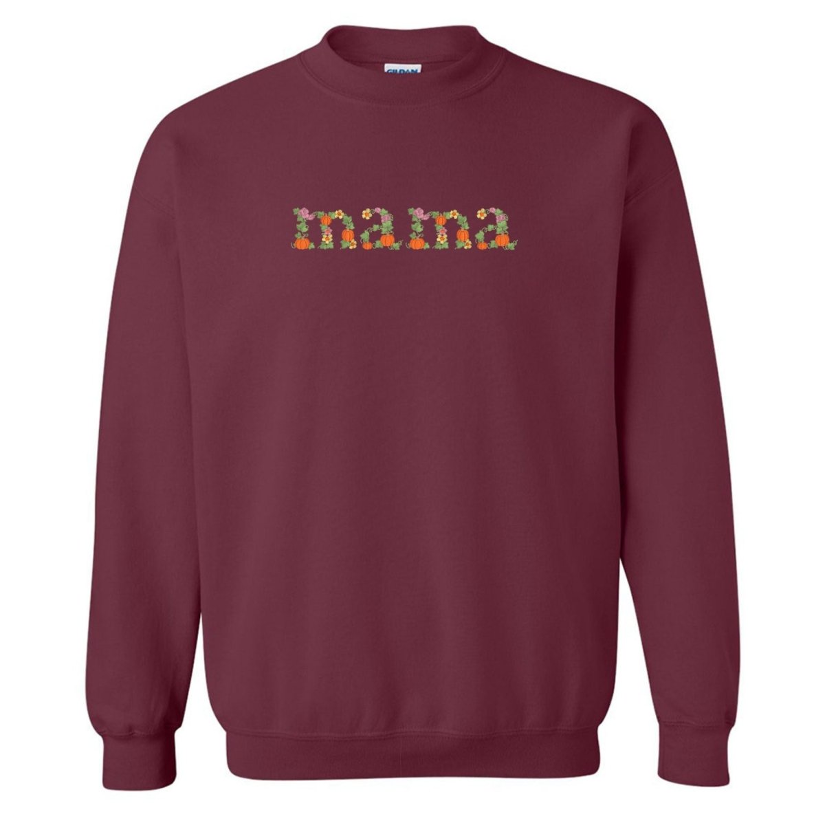 'Fall Floral Mama' Embroidered Crewneck Sweatshirt