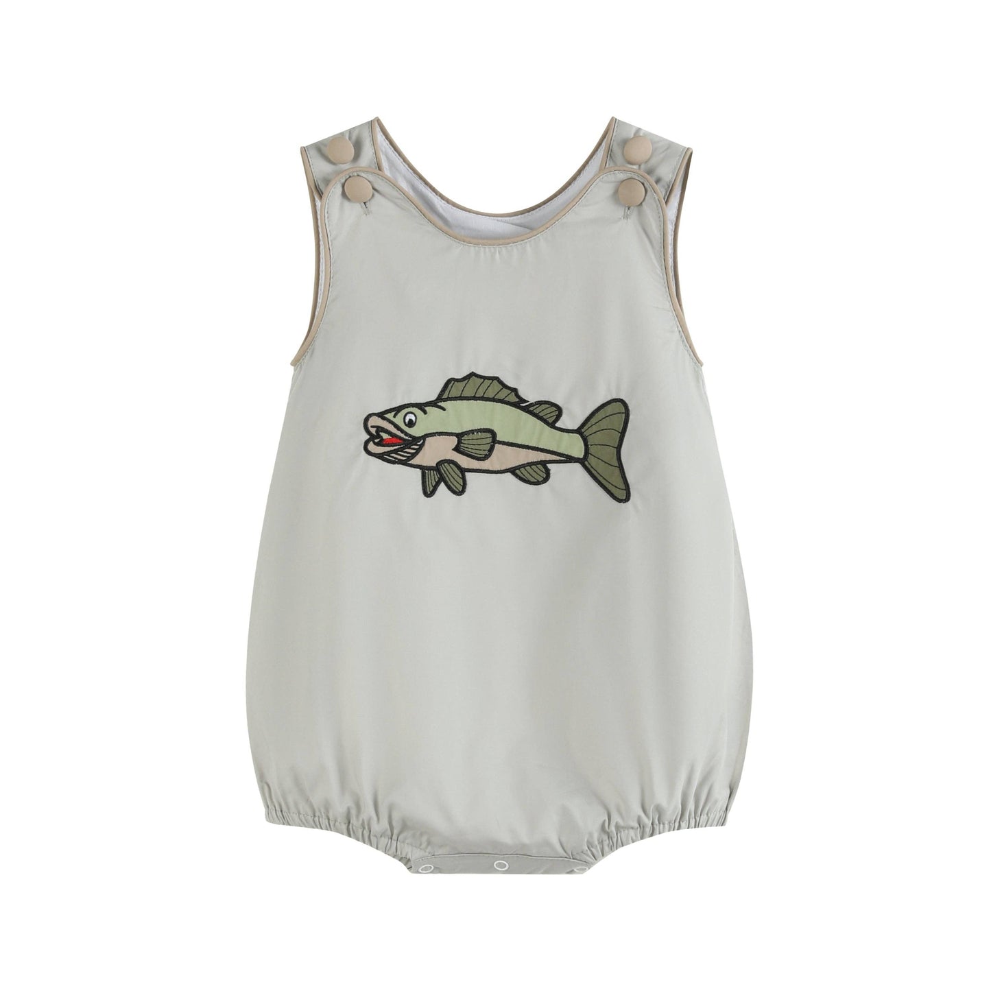 Lil Cactus - Khaki Green Fish Bubble Romper