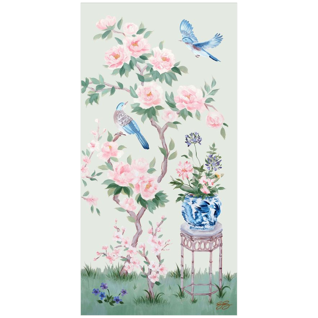 June, a green chinoiserie fine art print on paper