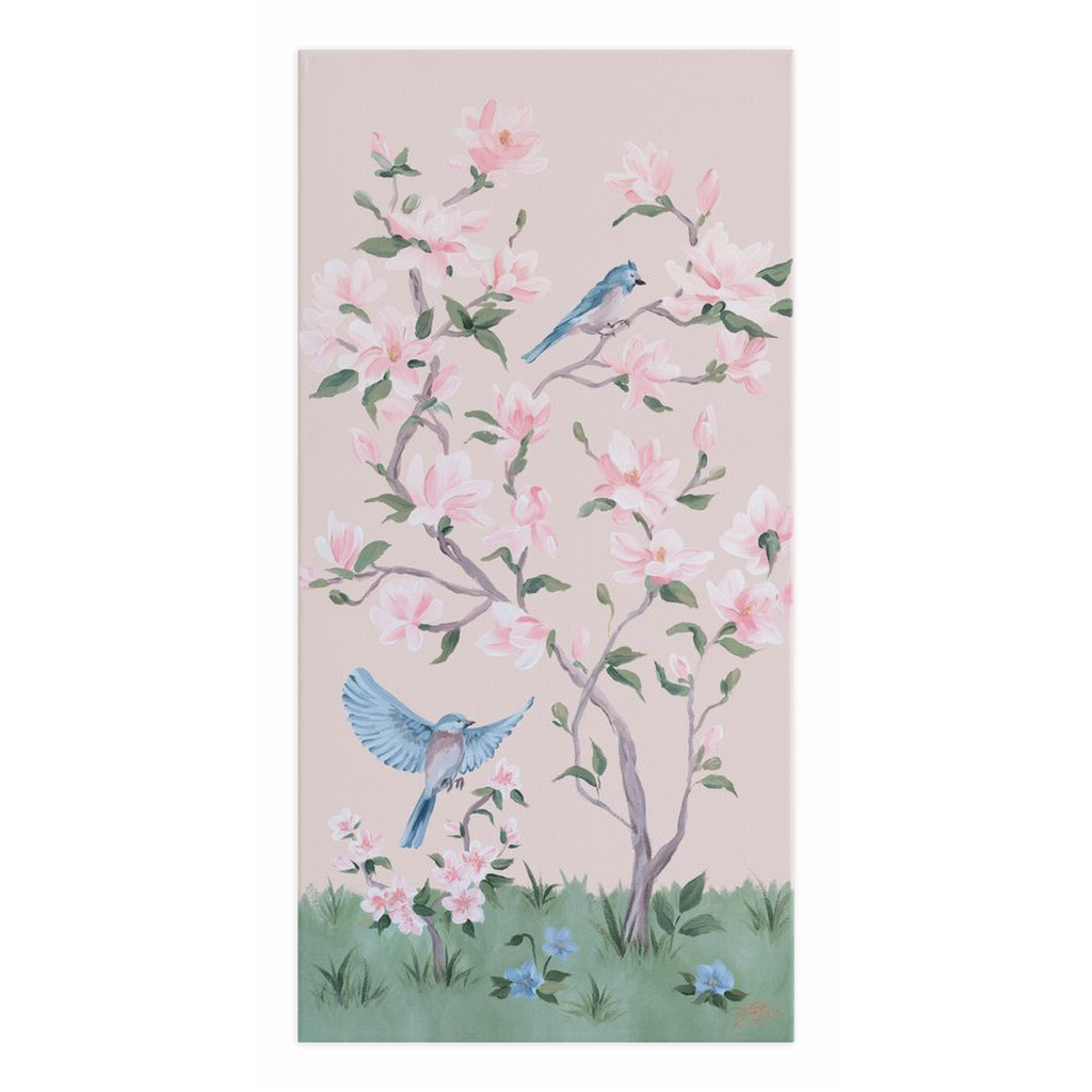 May, a pink chinoiserie canvas wrap