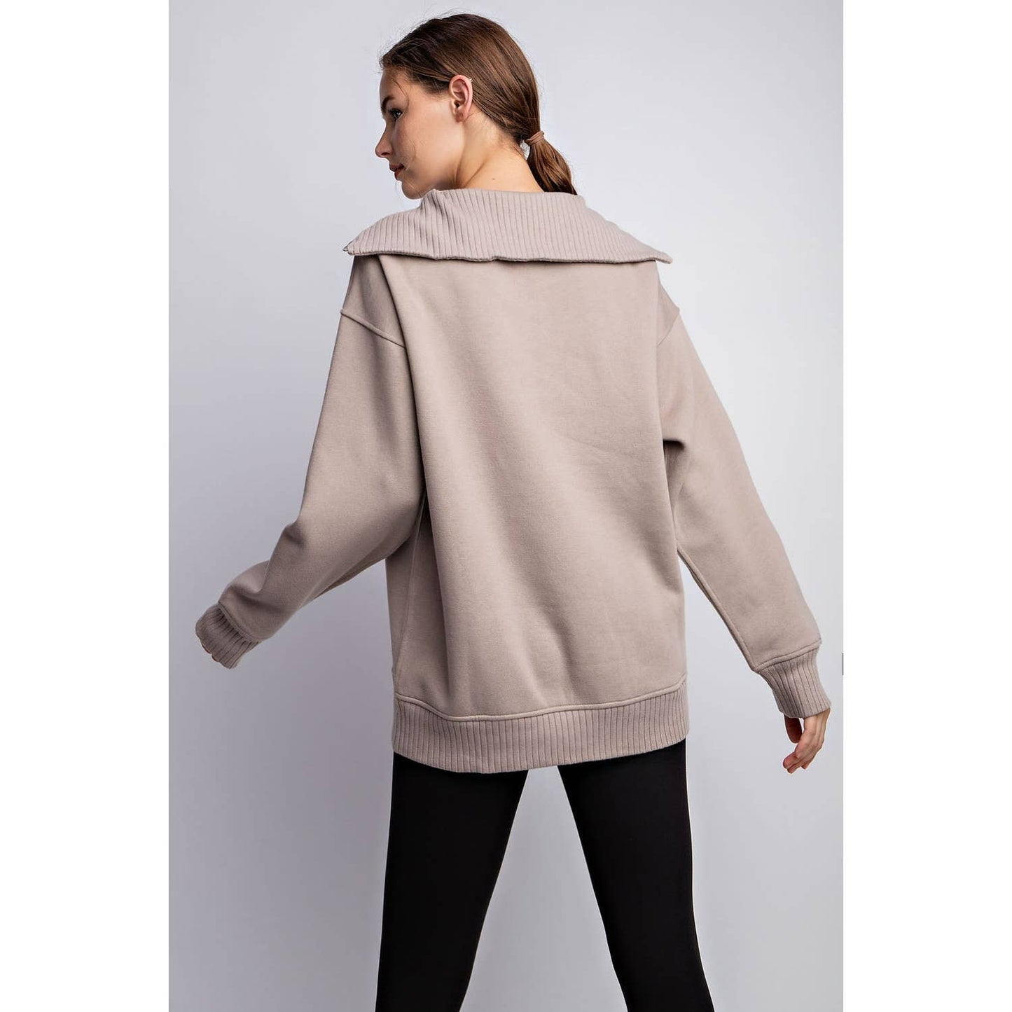 Rae Mode - FRENCH TERRY RIBBED MOCK NECK PULLOVER