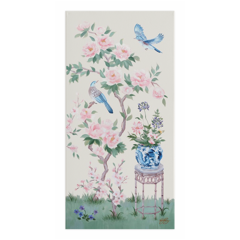 June, an ivory chinoiserie canvas wrap