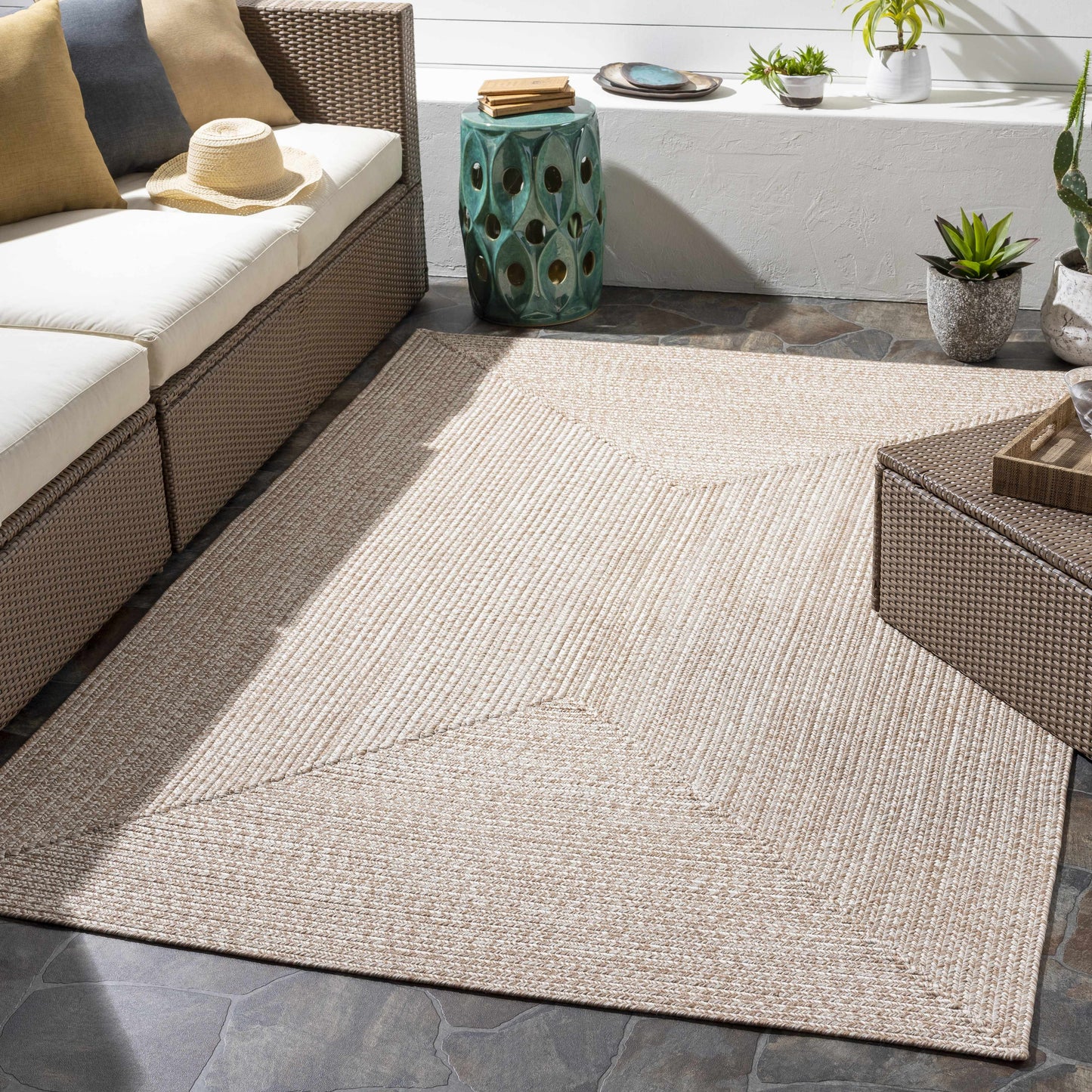 Cream Braided Faux Jute Rug