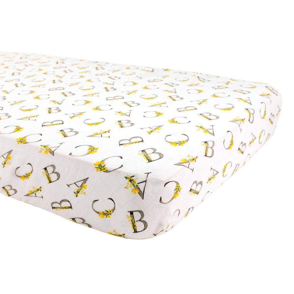 Floral Alphabet Oh So Soft Muslin Crib Sheet