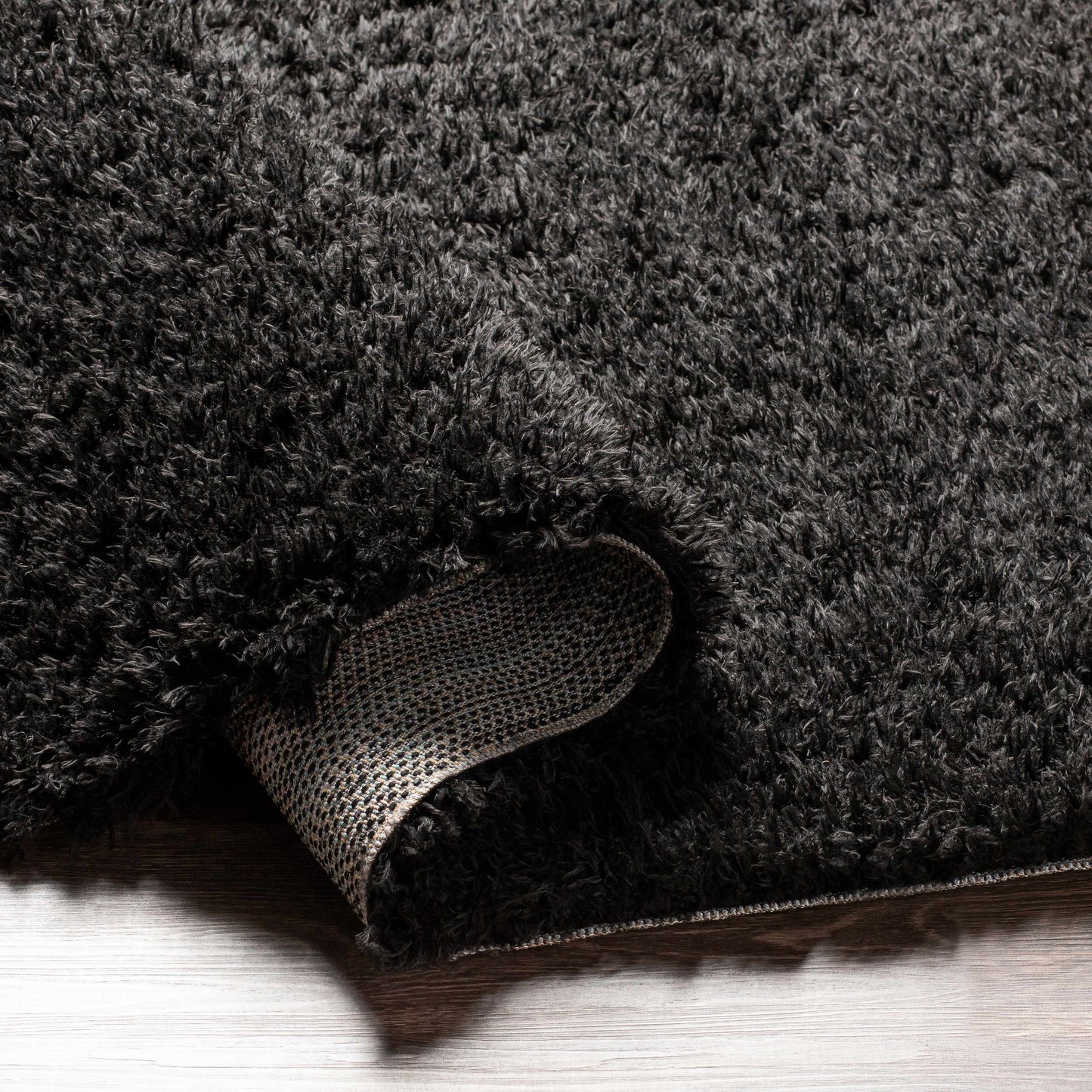 Siari Solid Black Shag Rug